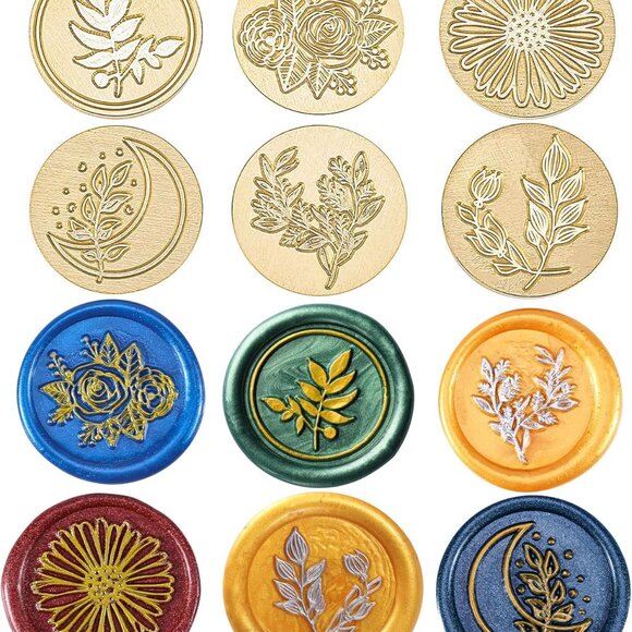 6 Pieces Botanical Wax Seal Stamp Heads Set, Vintage Plant Flower Eucalyptus Sea - Picture 3 of 7